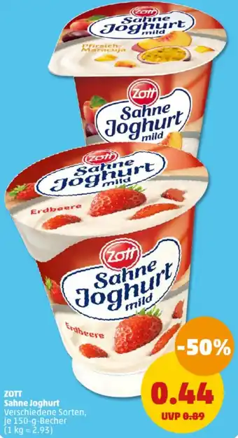 PENNY ZOTT Sahne Joghurt 150 g Becher Angebot