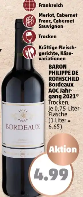 PENNY BARON PHILIPPE DE ROTHSCHILD Bordeaux AOC Jahrgang 2021, 0,75 Liter Flasche Angebot