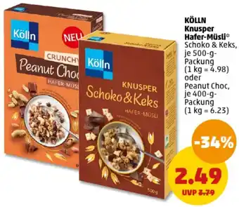 PENNY KÖLLN Knusper Hafer-Müsli 500/400 g Packung Angebot