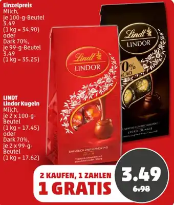 PENNY LINDT Lindor Kugeln 2x100 g Beutel Angebot