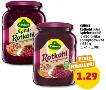 PENNY KÜHNE Rotkohl oder Apfelrotkohl 680 g Glas Angebot