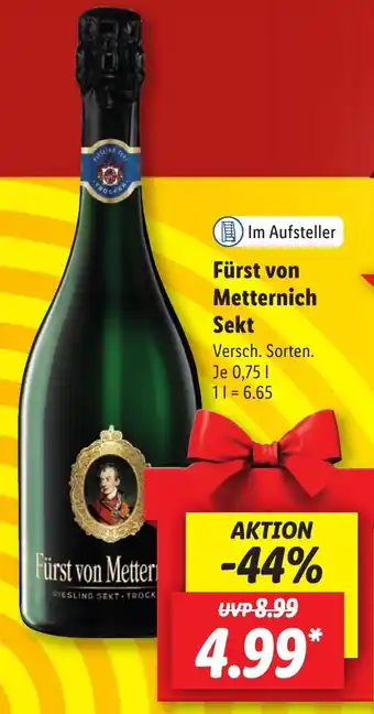 Lidl Fürst von Metternich Sekt 0,75 L Angebot