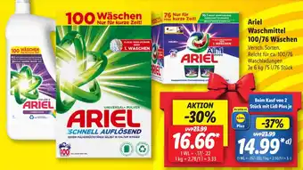 Lidl Ariel Waschmittel 100/76 Wäschen Angebot