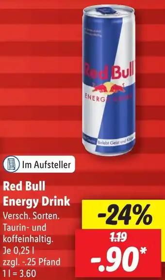 Lidl Red Bull Energy Drink 0,25 L Angebot