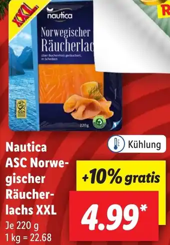 Lidl Nautica ASC Norwegischer Räucherlachs XXL 220 g Angebot