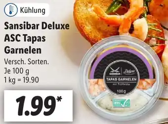 Lidl Sansibar Deluxe ASC Tapas Garnelen 100 g Angebot