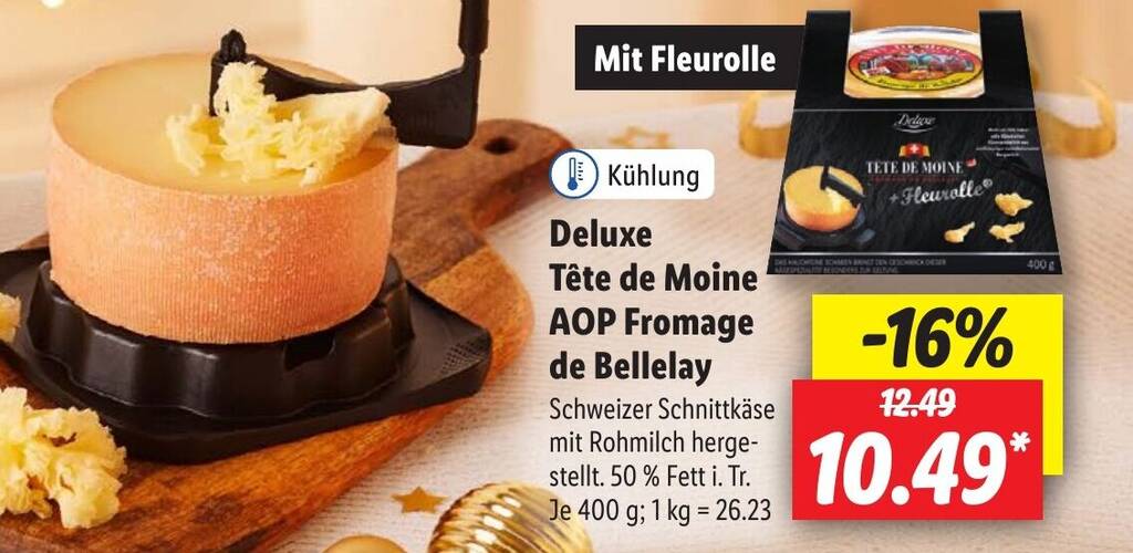 Deluxe Tête de Moine AOP Fromage de Bellelay 400 g Angebot bei Lidl
