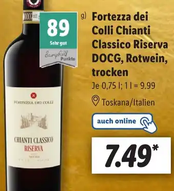 Lidl Fortezza dei Colli Chianti Classico Riserva DOCG, Rotwein, trocken 0,75 L Angebot
