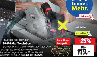 Lidl PARKSIDE PERFORMANCE 20-V-Akku-Tauchsäge Angebot