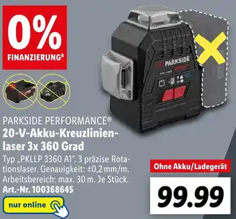 Lidl PARKSIDE PERFORMANCE 20-V-Akku-Kreuzlinienlaser 3x 360 Grad Angebot