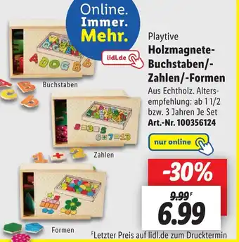 Lidl Playtive Holzmagnete-Buchstaben/Zahlen/Formen Angebot