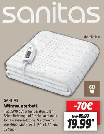 Lidl SANITAS Wärmeunterbett ,,SWB 55" Angebot