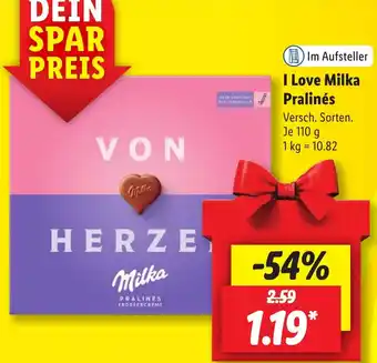 Lidl I Love Milka Pralinés 110 g Angebot