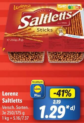 Lidl Lorenz Saltletts 250/175 g Angebot