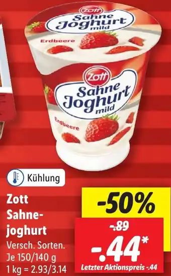 Lidl Zott Sahnejoghurt 150/140 g Angebot