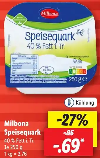 Lidl Milbona Speisequark 250 g Angebot