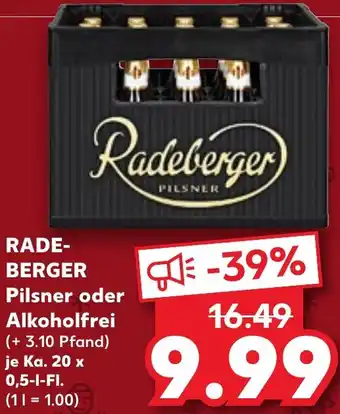 Kaufland RADEBERGER Pilsner oder Alkoholfrei Ka. 20 x 0,5-L-FI. Angebot