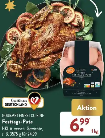 Aldi Süd GOURMET FINEST CUISINE Festtags-Pute 1kg Angebot