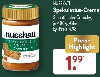 Aldi Süd NUSSKATI Spekulatius-Creme 400 g Glas Angebot