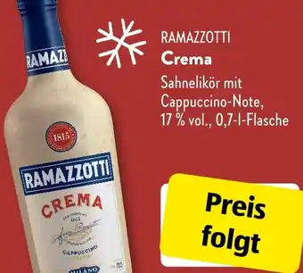 Aldi Süd RAMAZZOTTI Crema 0,7 L Flasche Angebot