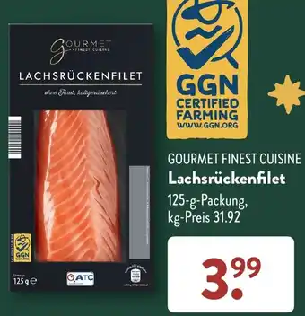 Aldi Süd GOURMET FINEST CUISINE Lachsrückenfilet 125 g Packung Angebot