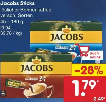 Netto Marken-Discount Jacobs Sticks 45-180 g Angebot