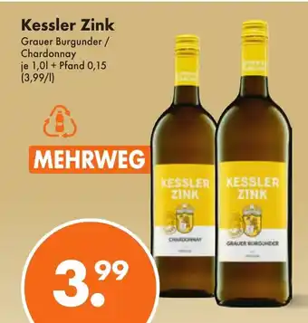 Trink und Spare Kessler Zink Grauer Burgunder / Chardonnay 1L Angebot