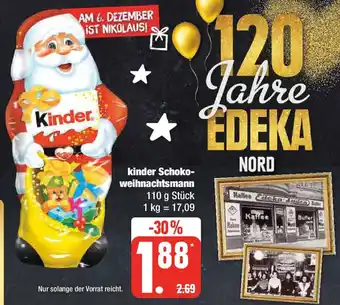 Edeka kinder Schoko-weihnachtsmann 110 g Stück Angebot