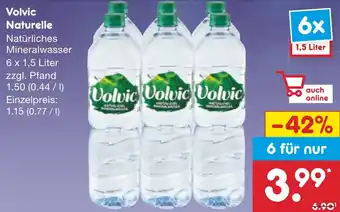 Netto Marken-Discount Volvic Naturelle 6 x 1,5 Liter Angebot