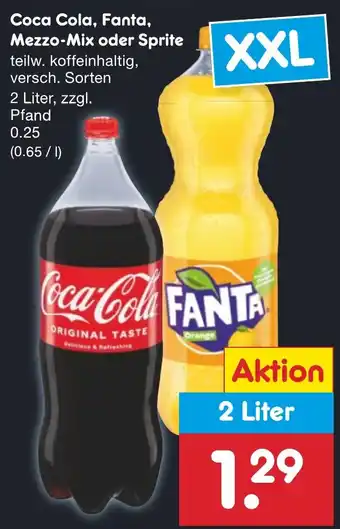 Netto Marken-Discount Coca Cola, Fanta, Mezzo-Mix oder Sprite 2 Liter Angebot