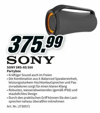 MediaMarkt Sony SRS-XG 500 Partybox Angebot