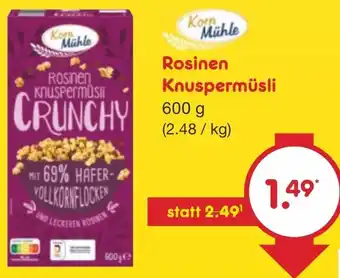 Netto Marken-Discount Korn Mühle Rosinen Knuspermüsli 600 g Angebot