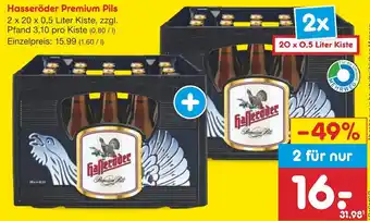 Netto Marken-Discount Hasseröder Premium Pils 2 x 20 x 0,5 Liter Kiste Angebot