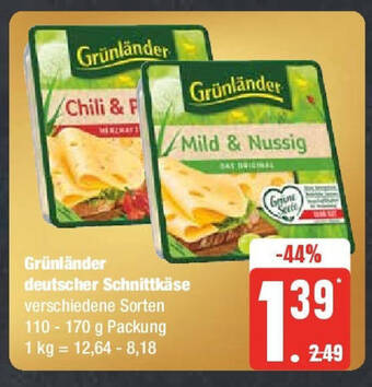 Edeka Grünländer deutscher Schnittkäse 110-170g Angebot