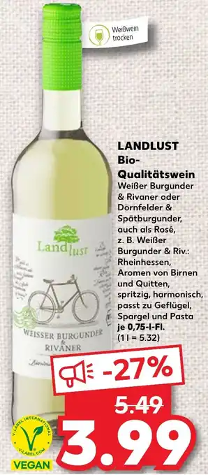 Kaufland LANDLUST Bio Qualitätswein 0,75 L-Fl. Angebot