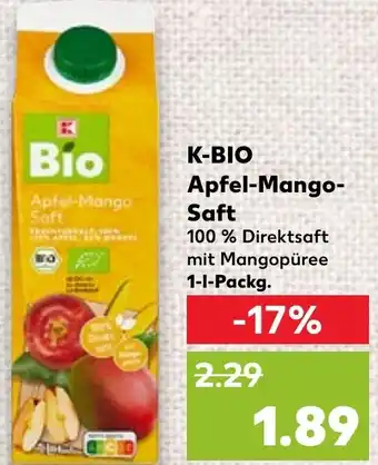 Kaufland K-BIO Apfel Mango Saft 1 L Packg. Angebot