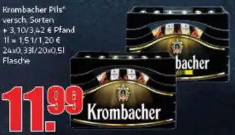 Ihr Frischmarkt Krombacher Pils 24x0,33 L/20x0,5 L Flasche Angebot