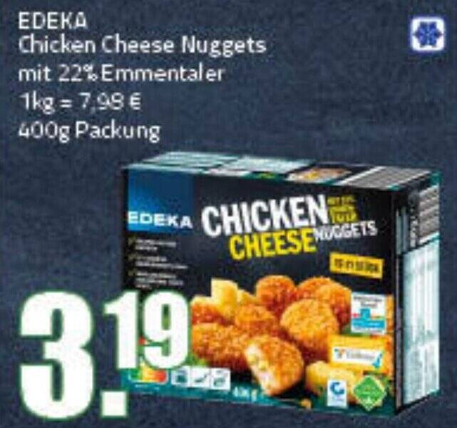 EDEKA Chicken Cheese Nuggets 400g Packung Angebot bei Ihr Frischmarkt