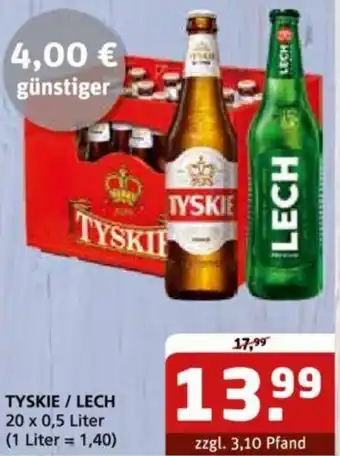 Getränke Quelle TYSKIE / LECH 20 x 0,5 Liter Angebot