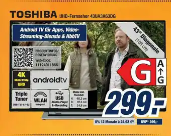 Expert Bening Toshiba Uhd-fernseher 43ua3a63dg Angebot