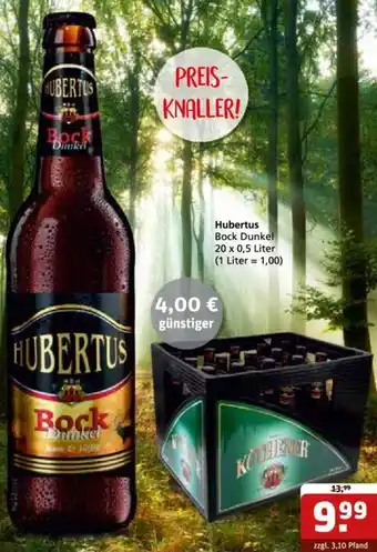 Getränke Quelle Hubertus Bock Dunkel 20 x 0,5 Liter Angebot