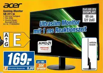 expert Techno Land Acer Gaming-monitor Sb 271 Bi Angebot