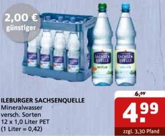 Getränke Quelle ILEBURGER SACHSENQUELLE Mineralwasser 12 x 1,0 Liter PET Angebot