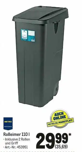 METRO Rolleimer 110 L Metro Professional Angebot