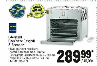 METRO Edelstahl Oberhitze Gasgrill 2-brenner Metro Professional Angebot