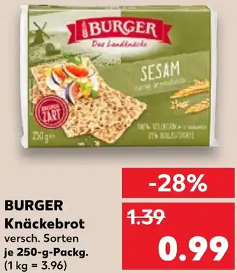 Kaufland BURGER Knäckebrot 250 g Packg. Angebot