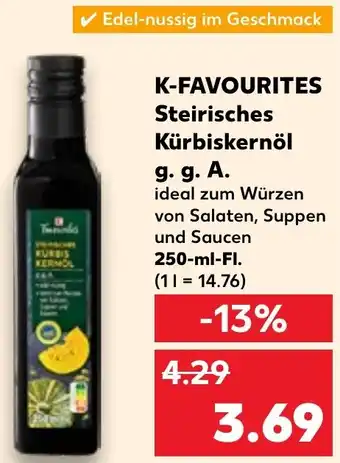 Kaufland K-FAVOURITES Steirisches Kürbiskernöl g.g.A. 250 ml Fl. Angebot