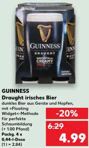 Kaufland GUINNESS Draught irisches Bier Packg. 4x0,44 L Dose Angebot