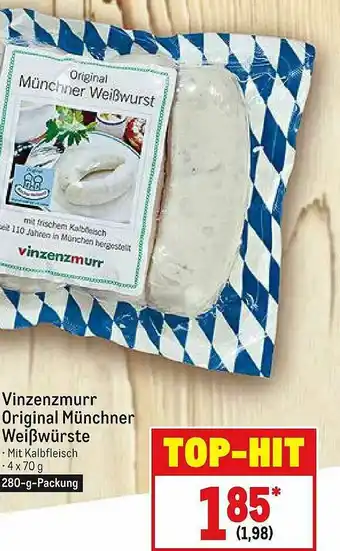 METRO Vinzenmurr Original Münchner Weißwürste Angebot