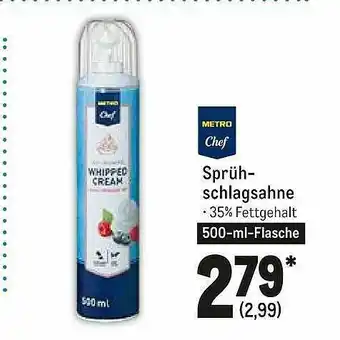 METRO Sprüh-schlagsahne Metro Chef Angebot